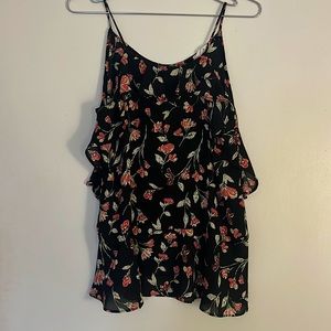 Black Floral Airy Camisole Top Blouse Size Small